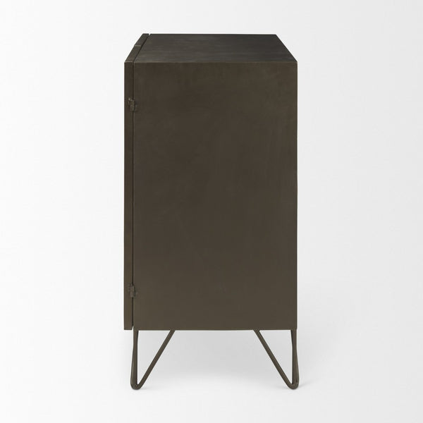 Mercana Pandora Rustic Two-Door Accent Cabinet with Antique Bronze Ironwork for Stylish Storage Solutions 69916