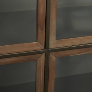 Mercana Pandora Rustic Two-Door Accent Cabinet with Antique Bronze Ironwork for Stylish Storage Solutions 69916