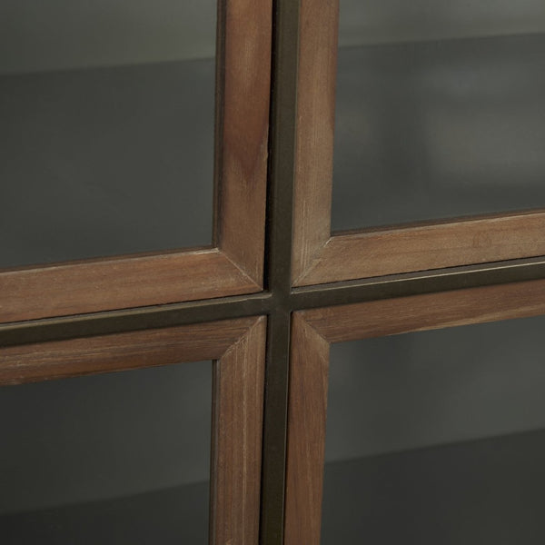 Mercana Pandora Rustic Two-Door Accent Cabinet with Antique Bronze Ironwork for Stylish Storage Solutions 69916