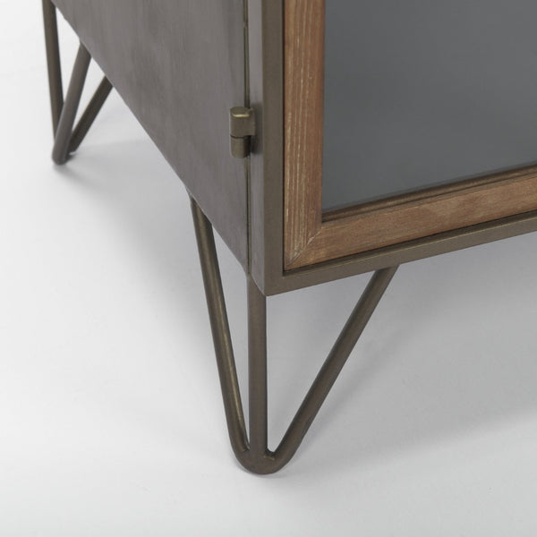 Mercana Pandora Rustic Two-Door Accent Cabinet with Antique Bronze Ironwork for Stylish Storage Solutions 69916