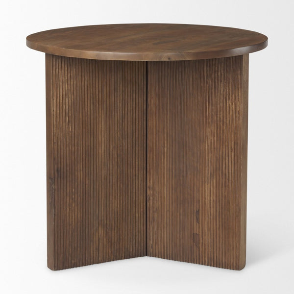 Mercana Enzo 32" Round Foyer Table with Fluted Wood Legs - Elegant Accent Table for Modern Spaces 69921