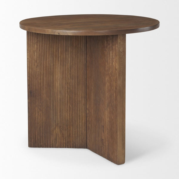 Mercana Enzo 32" Round Foyer Table with Fluted Wood Legs - Elegant Accent Table for Modern Spaces 69921