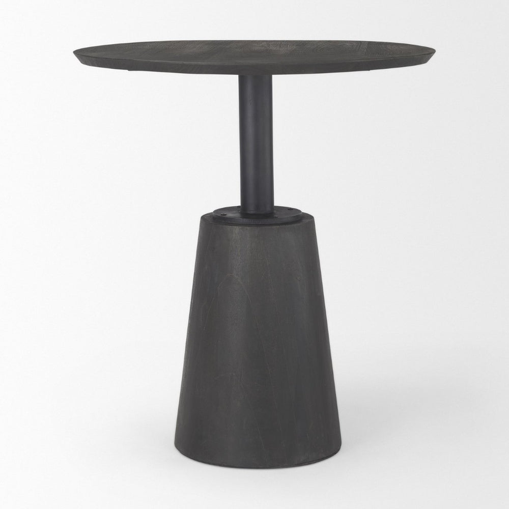 Mercana Maxwell Modern Bistro Table - Stylish Round Mango Wood Top with Black Iron Pedestal for Compact Spaces 32" Black-Brown Wood Top | Black Metal Base 69926-AB