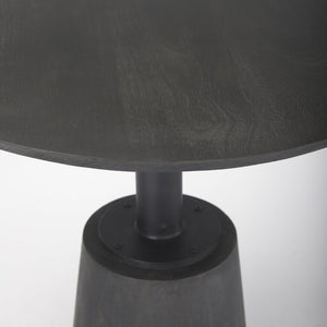 Mercana Maxwell Modern Bistro Table - Stylish Round Mango Wood Top with Black Iron Pedestal for Compact Spaces 32" Black-Brown Wood Top | Black Metal Base 69926-AB