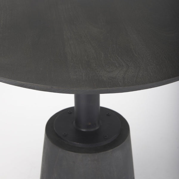 Mercana Maxwell Modern Bistro Table - Stylish Round Mango Wood Top with Black Iron Pedestal for Compact Spaces 32" Black-Brown Wood Top | Black Metal Base 69926-AB