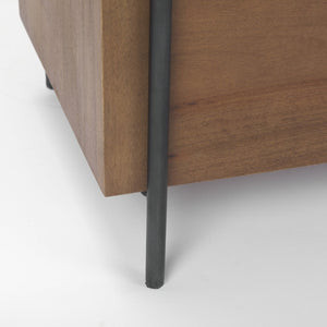 Mercana Maddox Industrial Two-Door Accent Cabinet with Solid Construction and Cable Portal for Modern Homes 69930