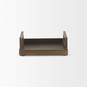 Mercana Shay Aluminium Tray - Chic Matte Gold Accent for Modern Tabletop Decor and Versatile Organization Small | 9.5" L 69946