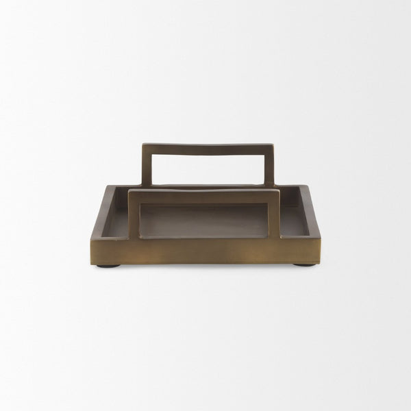 Mercana Shay Aluminium Tray - Chic Matte Gold Accent for Modern Tabletop Decor and Versatile Organization Small | 9.5" L 69946