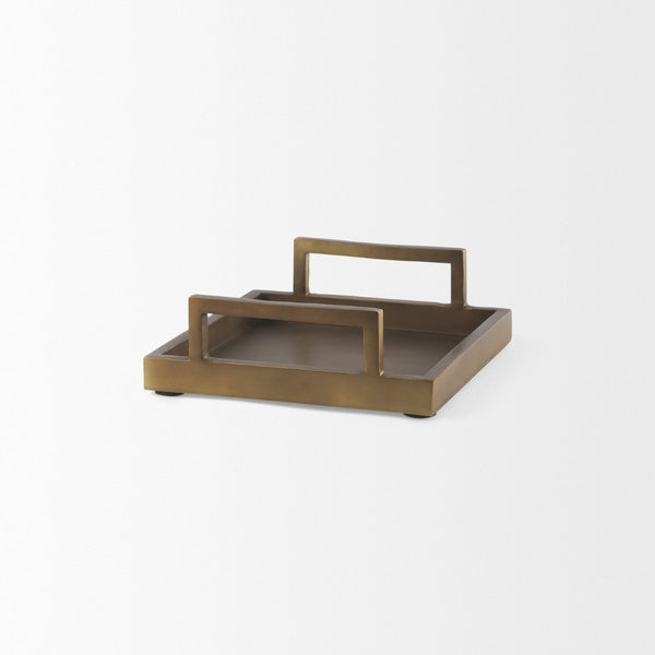 Mercana Shay Aluminium Tray - Chic Matte Gold Accent for Modern Tabletop Decor and Versatile Organization Small | 9.5" L 69946