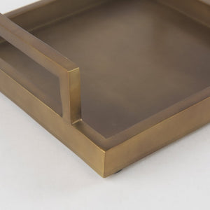 Mercana Shay Aluminium Tray - Chic Matte Gold Accent for Modern Tabletop Decor and Versatile Organization Small | 9.5" L 69946