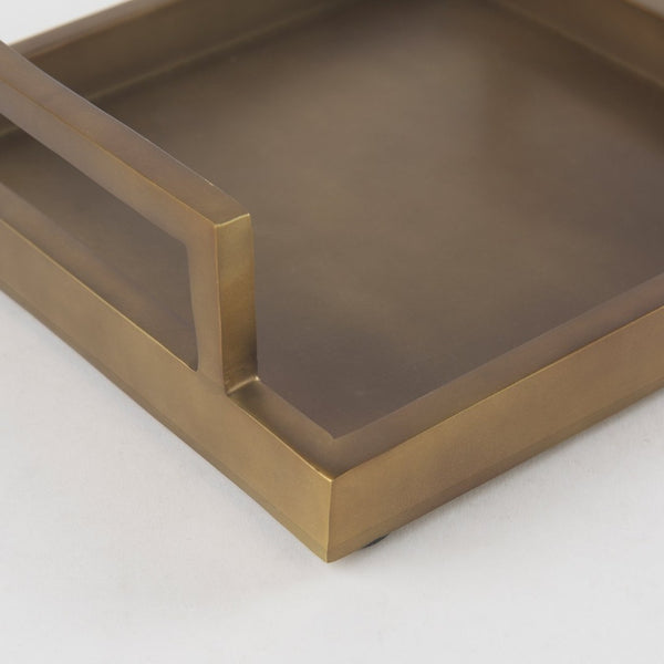 Mercana Shay Aluminium Tray - Chic Matte Gold Accent for Modern Tabletop Decor and Versatile Organization Small | 9.5" L 69946