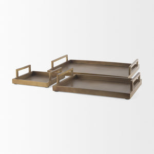 Mercana Shay Aluminium Tray - Chic Matte Gold Accent for Modern Tabletop Decor and Versatile Organization Small | 9.5" L 69946