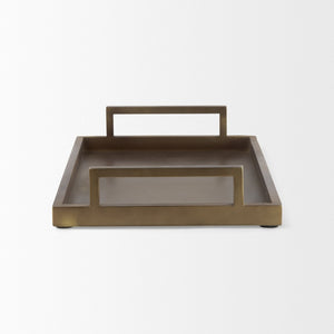 Mercana Shay Aluminium Tray - Chic Matte Gold Accent for Modern Tabletop Decor and Versatile Organization Medium | 17" L 69947