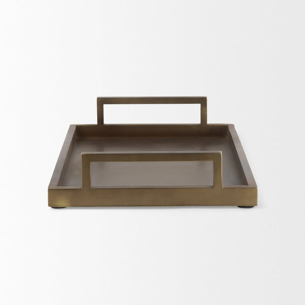 Mercana Shay Aluminium Tray - Chic Matte Gold Accent for Modern Tabletop Decor and Versatile Organization Medium | 17" L 69947