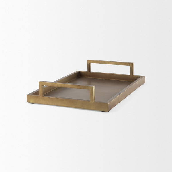 Mercana Shay Aluminium Tray - Chic Matte Gold Accent for Modern Tabletop Decor and Versatile Organization Medium | 17" L 69947