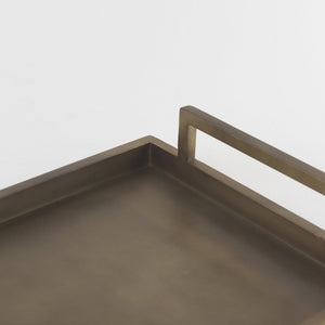 Mercana Shay Aluminium Tray - Chic Matte Gold Accent for Modern Tabletop Decor and Versatile Organization Medium | 17" L 69947