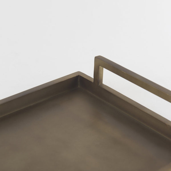 Mercana Shay Aluminium Tray - Chic Matte Gold Accent for Modern Tabletop Decor and Versatile Organization Medium | 17" L 69947