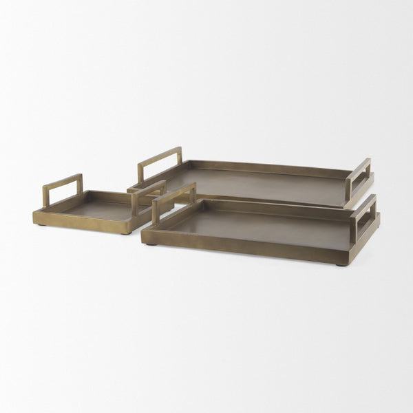 Mercana Shay Aluminium Tray - Chic Matte Gold Accent for Modern Tabletop Decor and Versatile Organization Medium | 17" L 69947