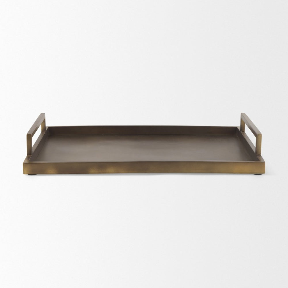 Mercana Shay Aluminium Tray - Chic Matte Gold Accent for Modern Tabletop Decor and Versatile Organization Large | 22" L 69948