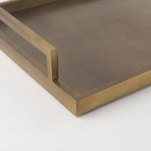 Mercana Shay Aluminium Tray - Chic Matte Gold Accent for Modern Tabletop Decor and Versatile Organization Large | 22" L 69948