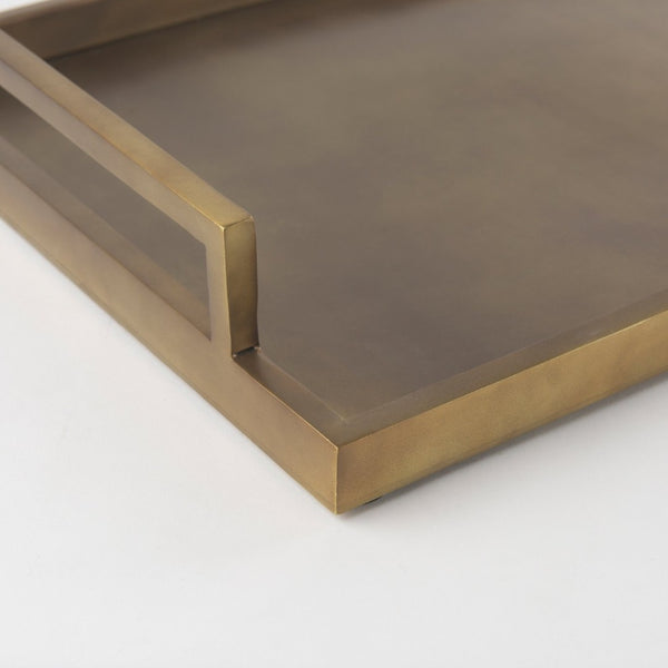 Mercana Shay Aluminium Tray - Chic Matte Gold Accent for Modern Tabletop Decor and Versatile Organization Large | 22" L 69948