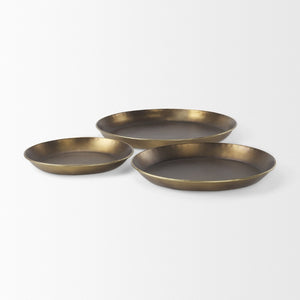 Mercana Eagan Elegant Burnished Brass Tray - Stylish Aluminum Centerpiece for Modern Home Décor & Organization Brass Aluminium |  16.0L 69949