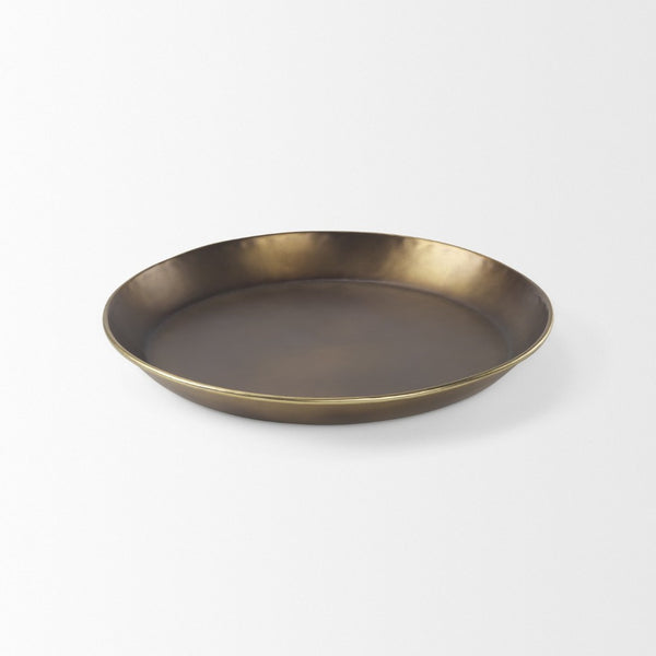 Mercana Eagan Elegant Burnished Brass Tray - Stylish Aluminum Centerpiece for Modern Home Décor & Organization Brass Aluminium |  20.0L 69950
