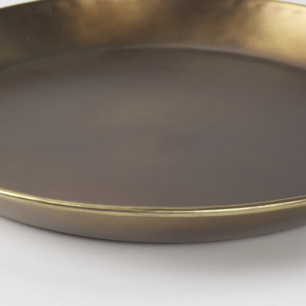 Mercana Eagan Elegant Burnished Brass Tray - Stylish Aluminum Centerpiece for Modern Home Décor & Organization Brass Aluminium |  20.0L 69950