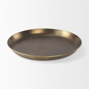Mercana Eagan Elegant Burnished Brass Tray - Stylish Aluminum Centerpiece for Modern Home Décor & Organization Brass Aluminium | 24.0L 69951