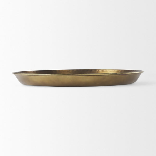 Mercana Eagan Elegant Burnished Brass Tray - Stylish Aluminum Centerpiece for Modern Home Décor & Organization Brass Aluminium | 24.0L 69951