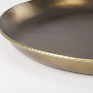 Mercana Eagan Elegant Burnished Brass Tray - Stylish Aluminum Centerpiece for Modern Home Décor & Organization Brass Aluminium | 24.0L 69951