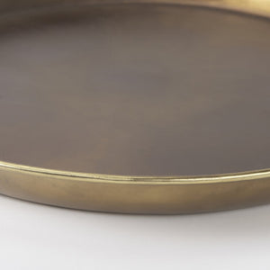 Mercana Eagan Elegant Burnished Brass Tray - Stylish Aluminum Centerpiece for Modern Home Décor & Organization Brass Aluminium | 24.0L 69951