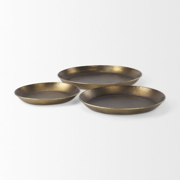 Mercana Eagan Elegant Burnished Brass Tray - Stylish Aluminum Centerpiece for Modern Home Décor & Organization Brass Aluminium | 24.0L 69951