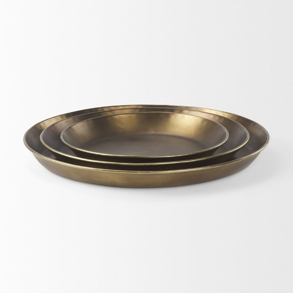 Mercana Eagan Elegant Burnished Brass Tray - Stylish Aluminum Centerpiece for Modern Home Décor & Organization Brass Aluminium | 24.0L 69951