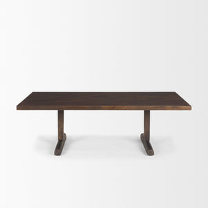 Mercana Viktor 55"L Solid Mango Wood Coffee Table - Scandinavian Design with Elongated Oval Top & T-Legs Dark Brown Wood | 55L 69963