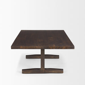 Mercana Viktor 55"L Solid Mango Wood Coffee Table - Scandinavian Design with Elongated Oval Top & T-Legs Dark Brown Wood | 55L 69963