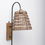 Mercana Kiley 28.0L x 7.0W x 15.6H Brown Woven Shade W/Black Metal Wall Sconce 70045