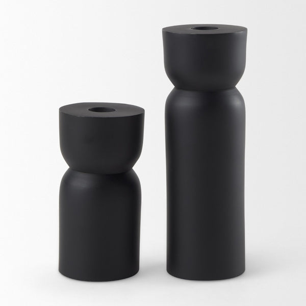 Mercana Malta Aluminum Candle Holder - Modern Dark Gold Accent for Elegant Home Decor and Tabletop Display Black Metal | 5" 70059