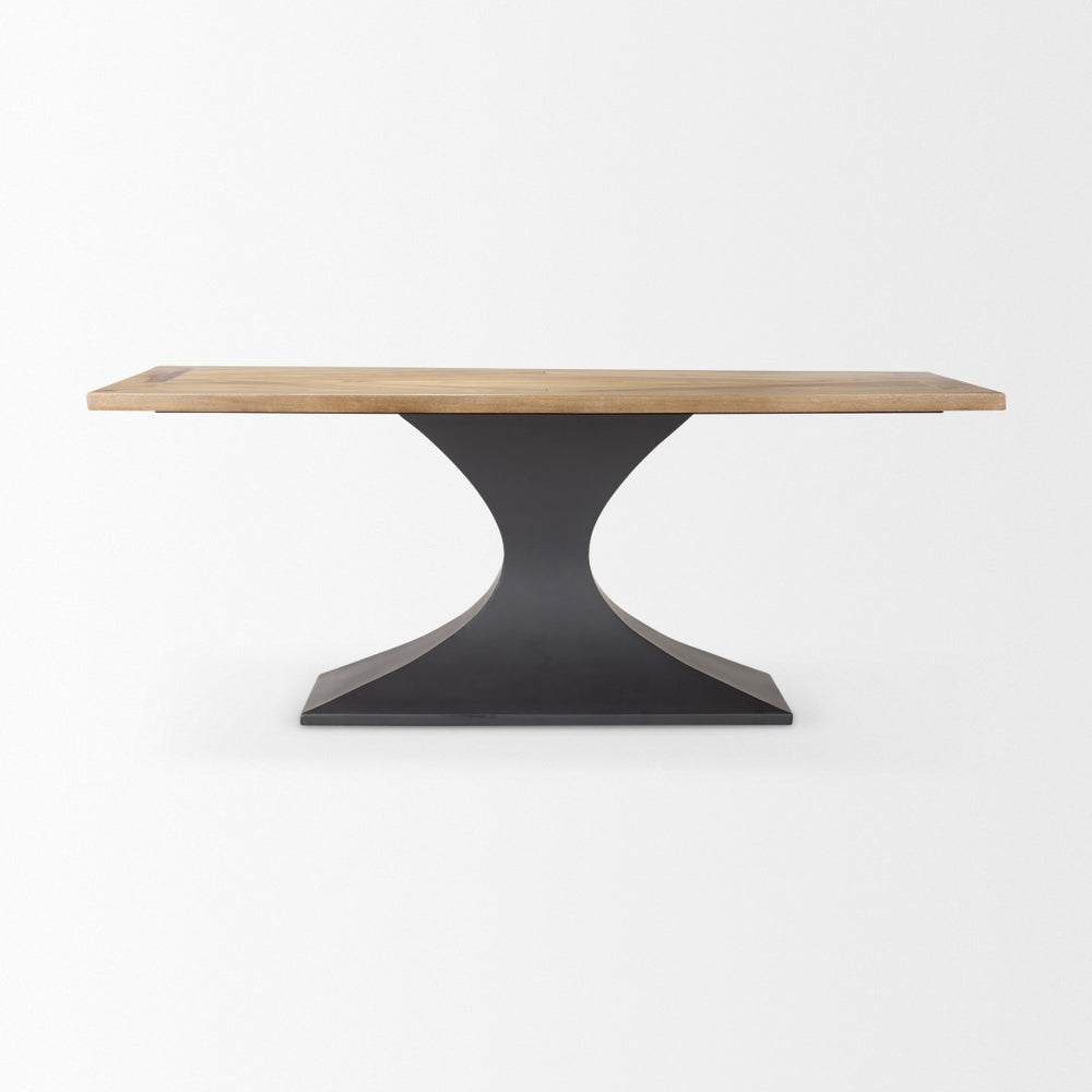 Mercana Maxton Dining Table - Striking Light Brown Wood Top & Industrial Dark Gunmetal Base for Any Space 69847-AB