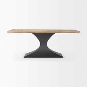 Mercana Maxton Dining Table - Striking Light Brown Wood Top & Industrial Dark Gunmetal Base for Any Space 69847-AB