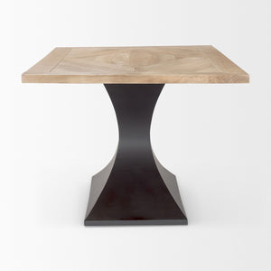 Mercana Maxton Dining Table - Striking Light Brown Wood Top & Industrial Dark Gunmetal Base for Any Space 69847-AB