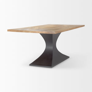 Mercana Maxton Dining Table - Striking Light Brown Wood Top & Industrial Dark Gunmetal Base for Any Space 69847-AB
