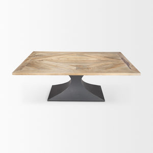 Mercana Maxton Dining Table - Striking Light Brown Wood Top & Industrial Dark Gunmetal Base for Any Space 69847-AB