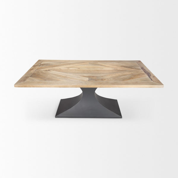 Mercana Maxton Dining Table - Striking Light Brown Wood Top & Industrial Dark Gunmetal Base for Any Space 69847-AB