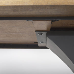 Mercana Maxton Dining Table - Striking Light Brown Wood Top & Industrial Dark Gunmetal Base for Any Space 69847-AB