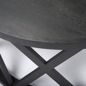 Mercana Forsey Solid Mango Wood Round Coffee Table with Lattice Design for Modern Rustic Living Spaces 69745