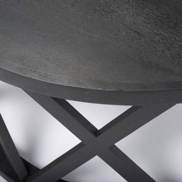 Mercana Forsey Solid Mango Wood Round Coffee Table with Lattice Design for Modern Rustic Living Spaces 69745