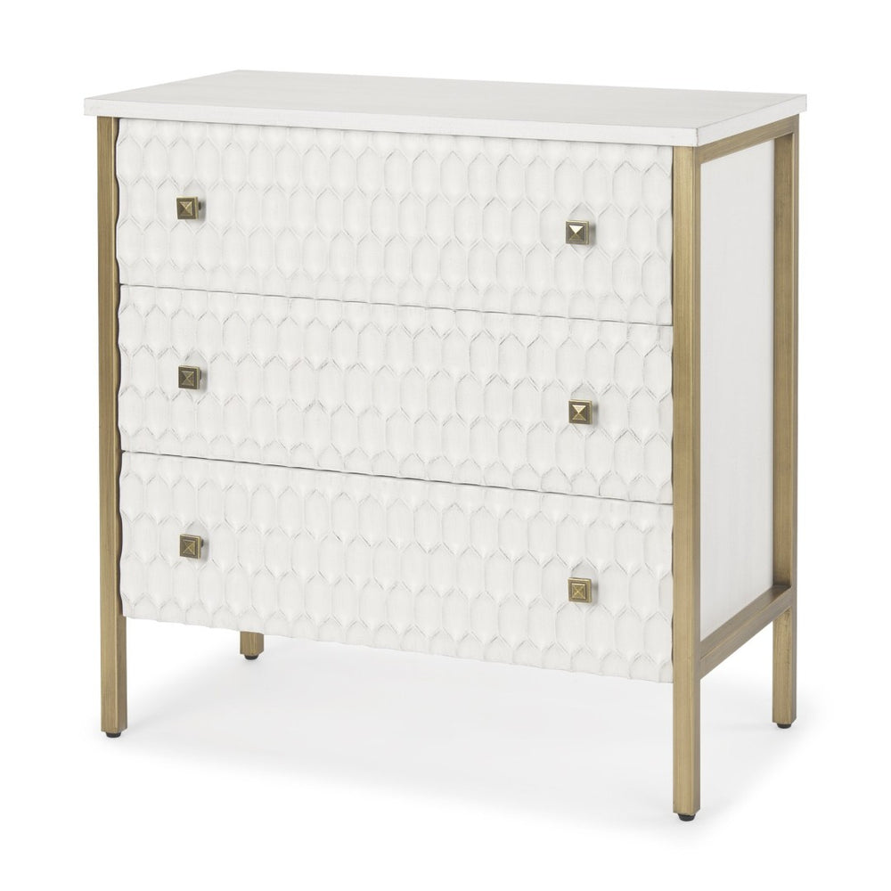 Mercana Savannah Accent Cabinet - Coastal Glam Design with Honeycomb Drawers for Elegant Storage Solutions 69758