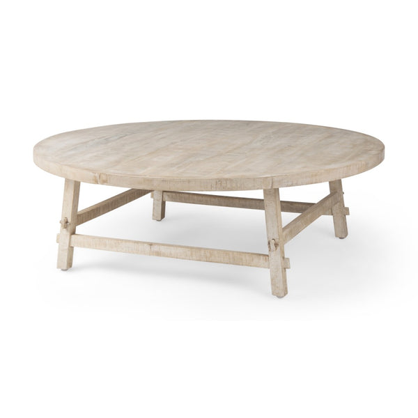 Mercana Rosie Round Coffee Table - Rustic Elegance with Solid Wood Construction for Timeless Living Spaces 69995