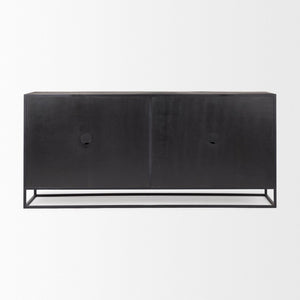 Mercana Sloan Modern Industrial Sideboard with Mango Wood & Glass, Versatile Storage for Chic Living Spaces 69886